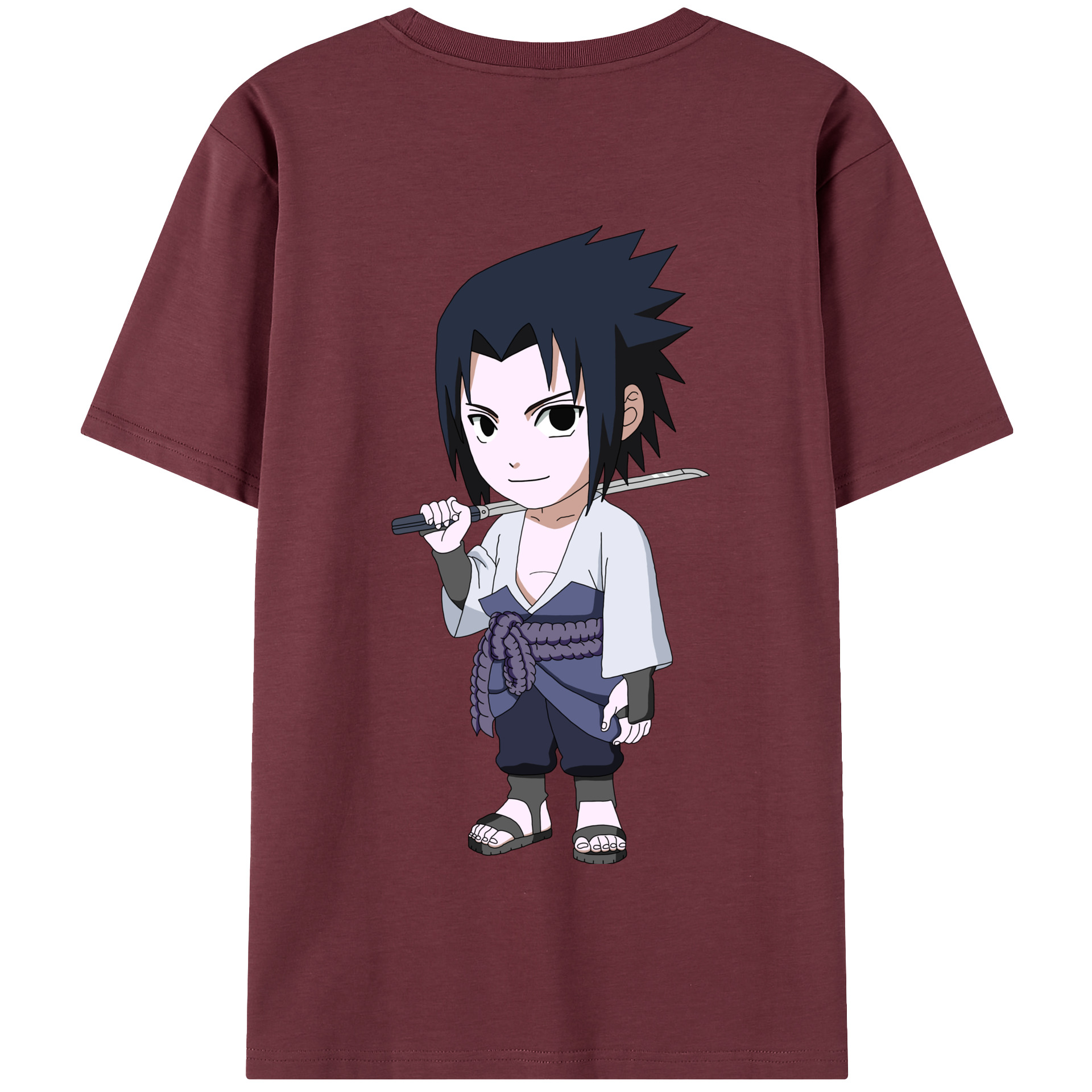 （画像用） NARUTO -ナルト- うちは サスケ Uchiha Sasuke 綿100％半袖Tシャツ（背面プリント）